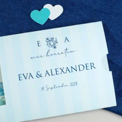 Personalisierte Ziehkarte als Hochzeitseinladung mit Fotos & Wunschtext | Effektkarte mit Überraschung