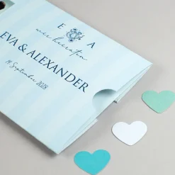 Personalisierte Ziehkarte als Hochzeitseinladung mit Fotos & Wunschtext | Effektkarte mit Überraschung