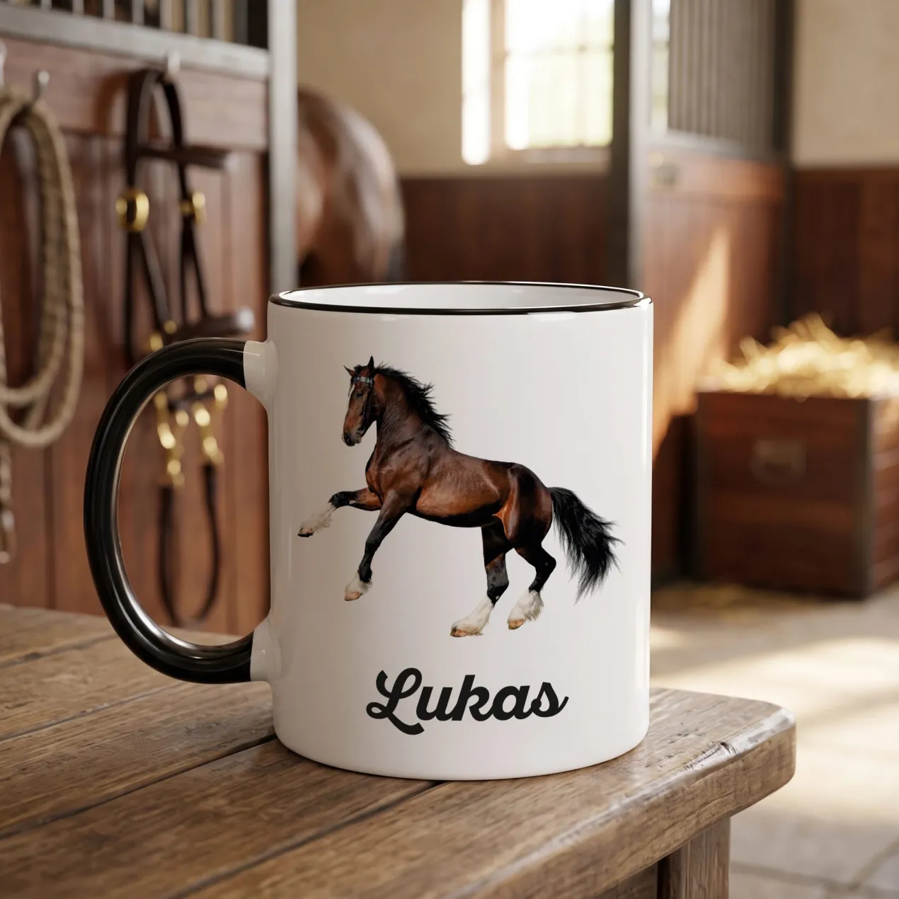 Pferde Tasse mit Clydesdale und Name