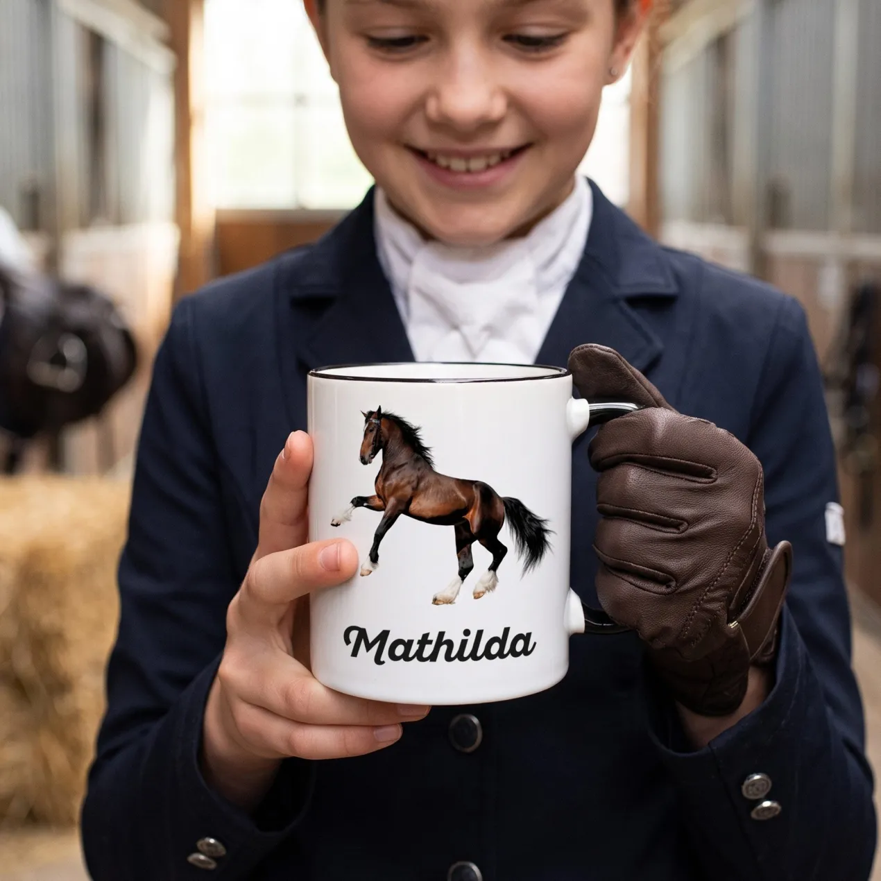 Pferde Tasse mit Clydesdale und Name
