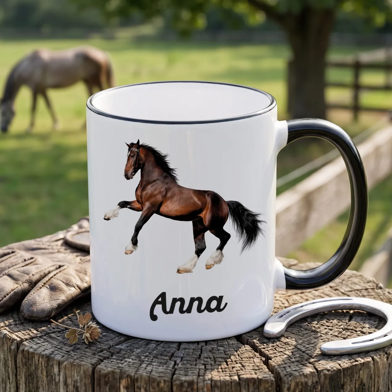 Pferde Tasse mit Clydesdale und Name