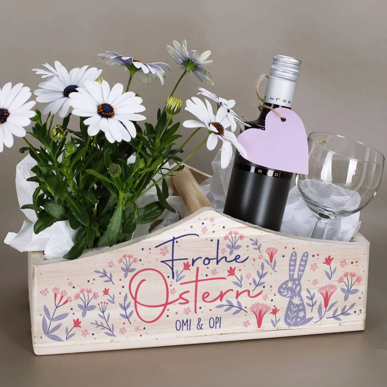 Pflanzkorb - Frohe Ostern - mit Ihrem Wunschnamen