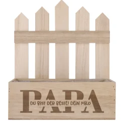 Pflanzkorb für Papa personalisiert in Zaunoptik | Holz Geschenkkorb zum Vatertag & Geburtstag