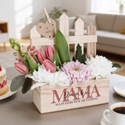 Pflanzkorb Zaun für die beste Mama mit persönlichem Aufdruck