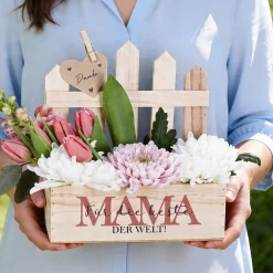 Pflanzkorb Zaun für die beste Mama mit persönlichem Aufdruck