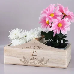 Pflanzkorb zum Hochzeitstag mit Namen graviert