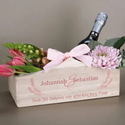 Pflanzkorb zur Hochzeit mit Namen und Wunschtext