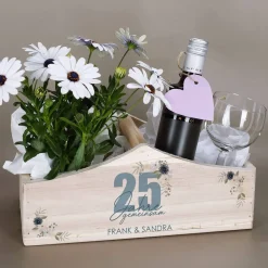 Pflanzkorb zur silbernen Hochzeit mit Namen