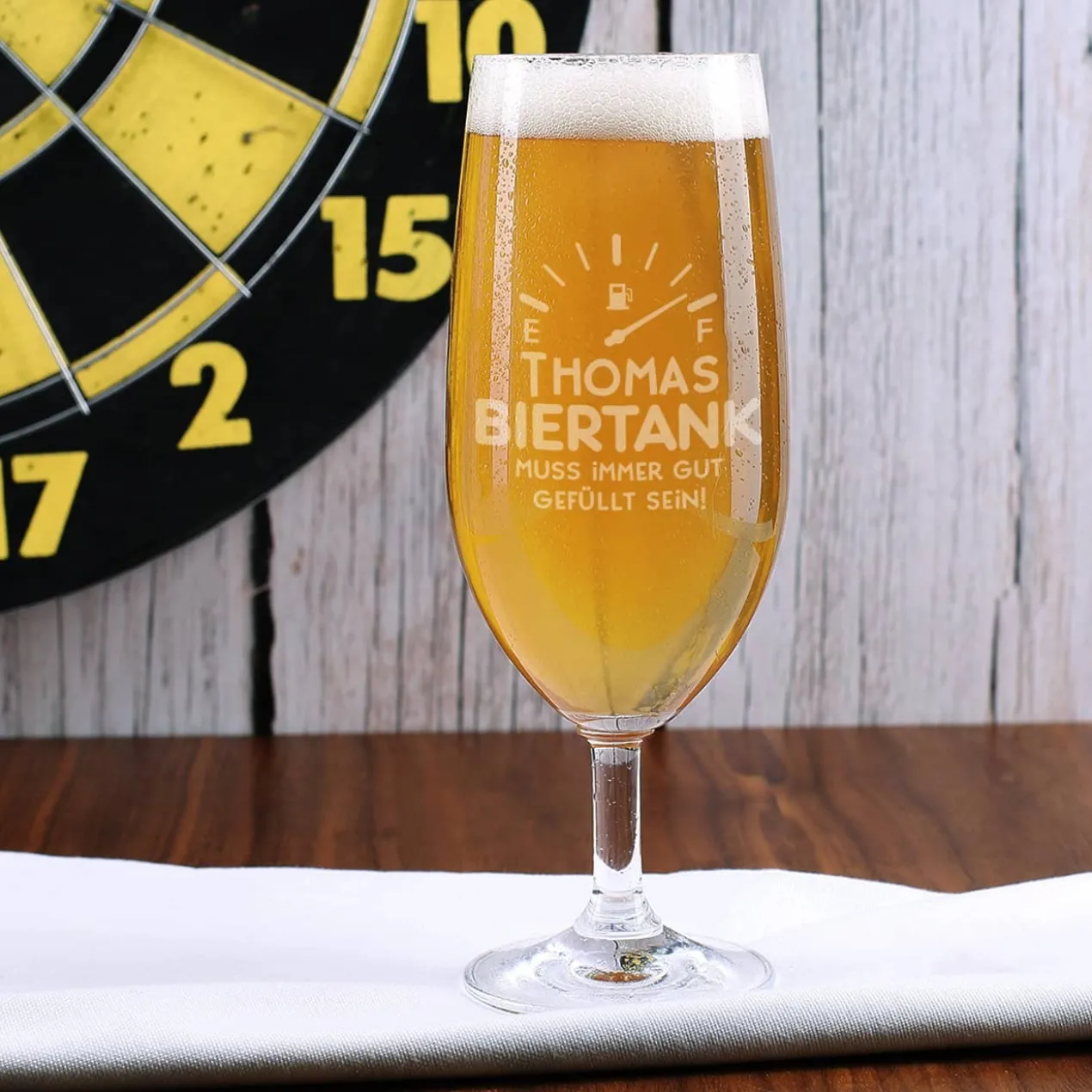 Pilsglas "Biertank" mit Namensgravur