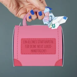 Pinke Glitzertasse in persönlicher Tassentasche mit Name und Wunschtext