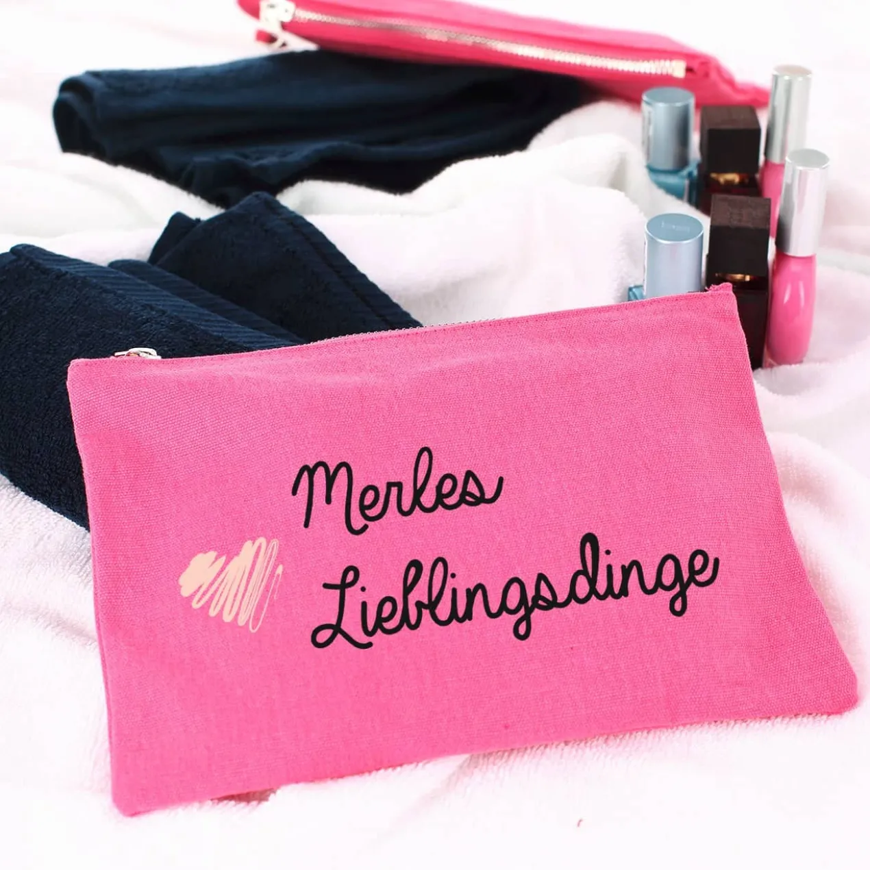 Pinke Tasche Lieblingsdinge mit Namensaufdruck