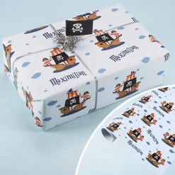 Piraten-Geschenkpapier mit Ihrem Wunschnamen
