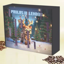Pixel Art Adventskalender mit Rentiermotiv und Wunschtext