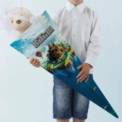 Pixel-Art Schultüte mit Insel und Name