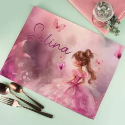 Platzdeckchen aus Stoff mit Prinzessin und Namensaufdruck