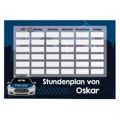 Polizei-Stundenplan mit magnetischer Rückseite