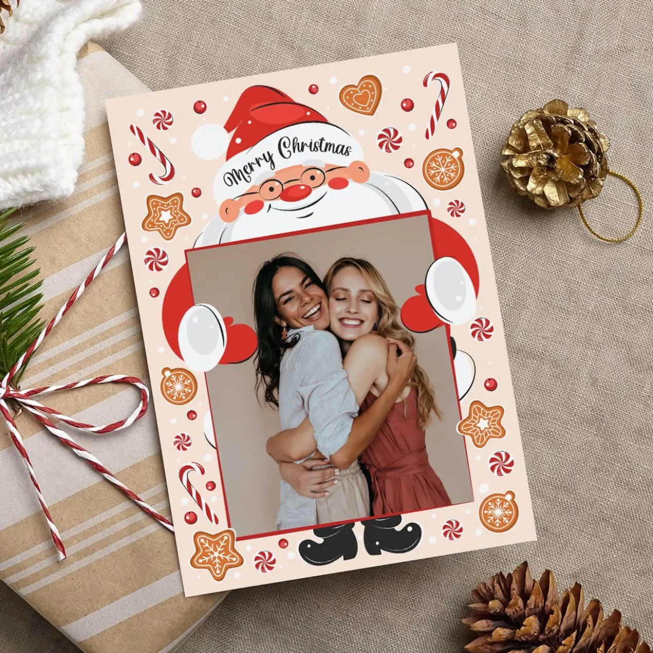 Postkarte mit Weihnachtsmann und Ihrem Foto