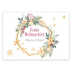 Postkarte zu Weihnachten mit Weihnachtskranz Motiv und Ihrem Wunschtext