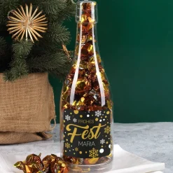 Pralinenflasche - Frohes Fest - mit Haselnuss oder Cappuccino Pralinen