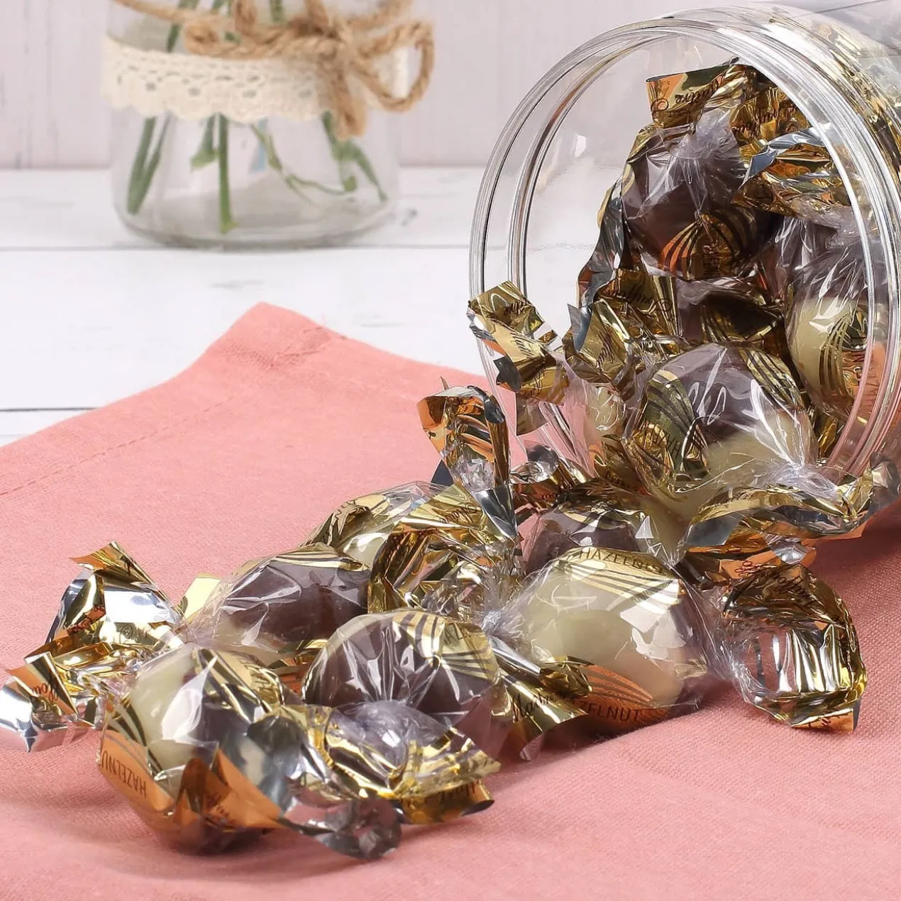 Pralinenflasche zur Goldhochzeit mit Namensaufdruck