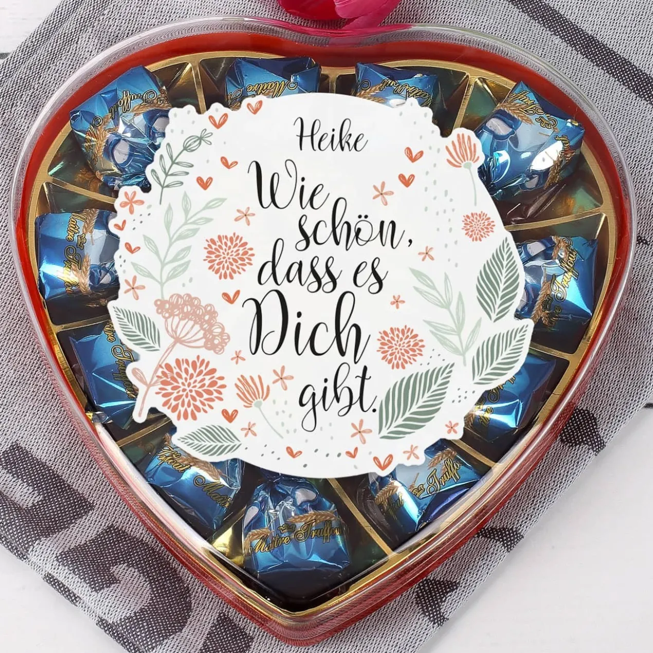 Pralinenherz - Wie schön, dass es Dich gibt - mit Name