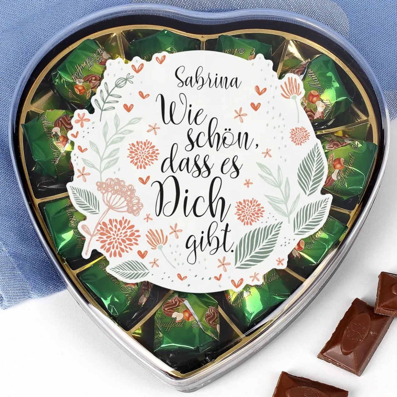 Pralinenherz - Wie schön, dass es Dich gibt - mit Name