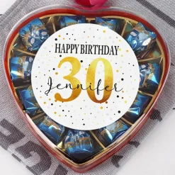 Pralinenherz zum Geburtstag mit Alter und Name