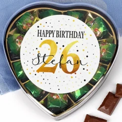 Pralinenherz zum Geburtstag mit Alter und Name
