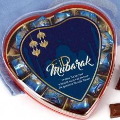 Pralinenherz zum Zuckerfest mit Wunschtext | Eid Mubarak Pralinen | 2 Sorten & Farbauswahl