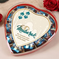 Pralinenherz zum Zuckerfest mit Wunschtext | Eid Mubarak Pralinen | 2 Sorten & Farbauswahl