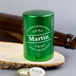 Push-Up Flaschenöffner 'Echter Genießer' personalisiert mit Name | Geschenk für Männer & Vatertag