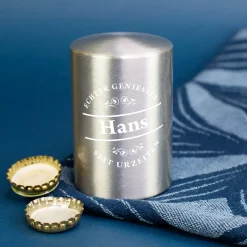 Push-Up Flaschenöffner 'Echter Genießer' personalisiert mit Name | Geschenk für Männer & Vatertag