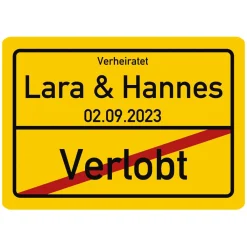 PVC-Schild zur Hochzeit mit Namen und Datum