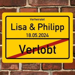 PVC-Schild zur Hochzeit mit Namen und Datum