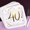 Quadratische Pappteller mit Gold-Metallic zum 40. Geburtstag