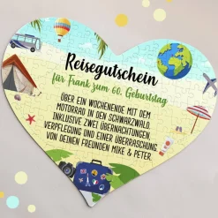 Reisegutschein in Puzzleform mit Ihrem Text gestaltet, 114 Teile