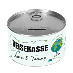 Reisekasse - Spardose zum Aufreißen mit Namensaufdruck