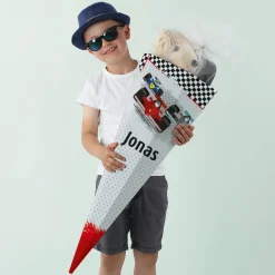 Rennwagen - Schultüte für Jungen mit Name, 80 cm