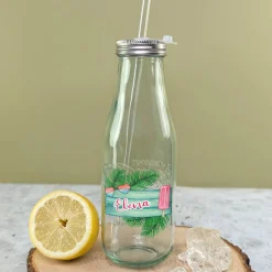 Retro Coca-Cola Trinkflasche aus Glas personalisiert mit Name und Urlaubsmotiv