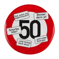 Riesen Button Verkehrsschild 18 bis 100