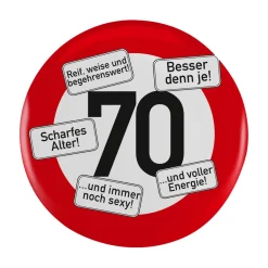 Riesen Button Verkehrsschild 18 bis 100