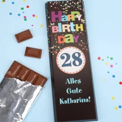 Riesige Schokolade -Happy Birthday- mit langem Glückwunschtext