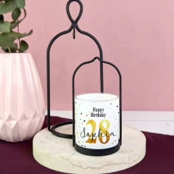 Ritzenhoff Windlicht zum Geburtstag personalisiert mit Name & Alter | Happy Birthday Weiß