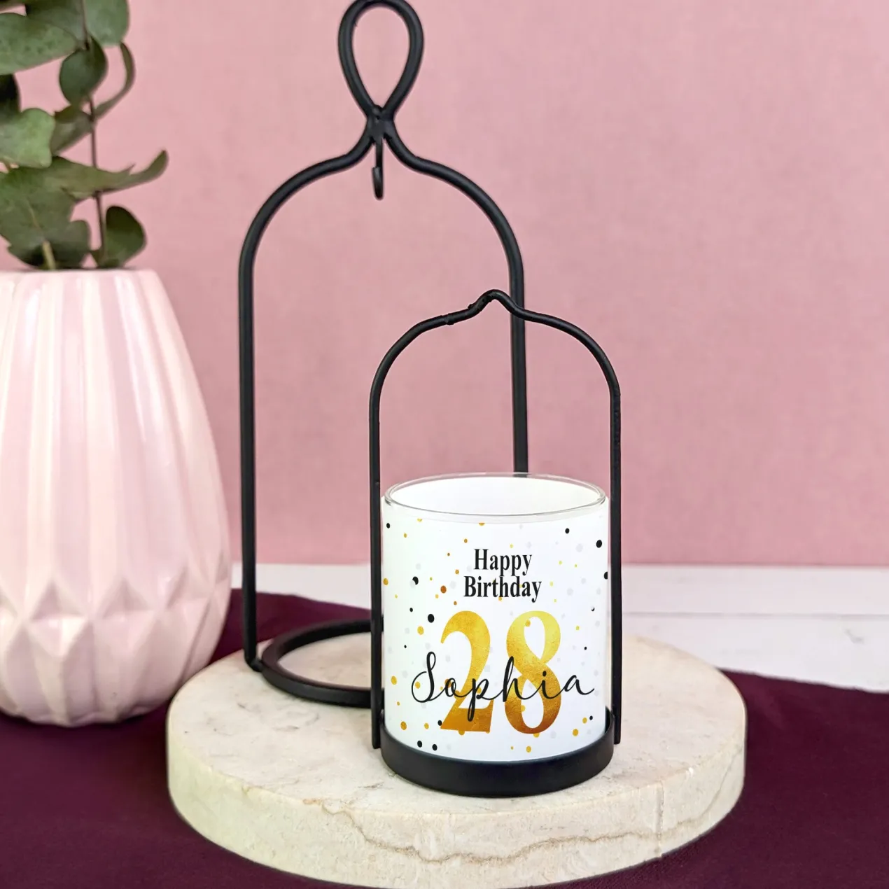 Ritzenhoff Windlicht zum Geburtstag personalisiert mit Name & Alter | Happy Birthday Weiß