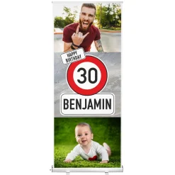 Roll-Up Banner - Verkehrszeichen - mit Fotos bedruckt