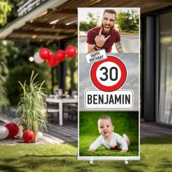 Roll-Up Banner - Verkehrszeichen - mit Fotos bedruckt