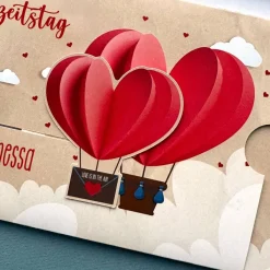 Romantischer Gutschein zum Valentinstag, Hochzeitstag und mehr - Ziehkarte mit Ihrem Text & Herzen