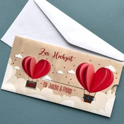 Romantischer Gutschein zum Valentinstag, Hochzeitstag und mehr - Ziehkarte mit Ihrem Text & Herzen