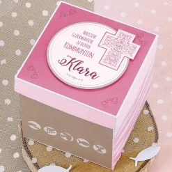 Rosa Überraschungsbox zur Kommunion, für Geldgeschenke und Gutscheine