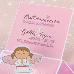 Rosa Überraschungsbox zur Kommunion, für Geldgeschenke und Gutscheine